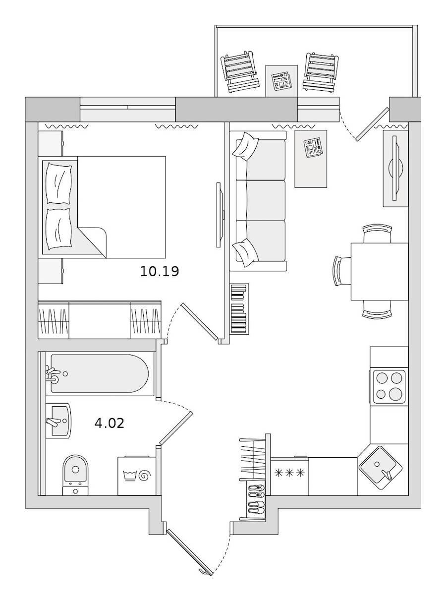 1-комнатная квартира 33.63 м², 7/17 эт., ЖК «Новые горизонты 2»